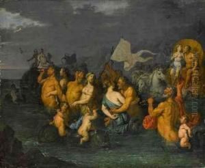 Tritonen Und Nereiden Vor Muschelwagen W by Jan Thomas Van Yperen