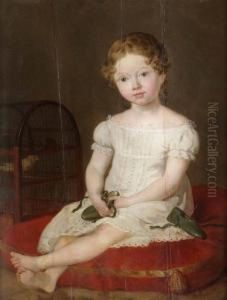Liten Flicka Med Burfagel by Antoon Van Ysendyck