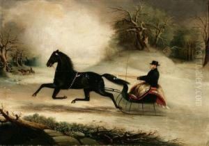 Abner J. Tower Driving His Stallion Merry-legs by Thomas Kirby Van Zandt