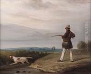 390. Attributed Thomas Kirby Van Zandt , "hunter With His Dog" 390. Attributed Thomas Kirby Van Zandt , "hunter With His Dog"
