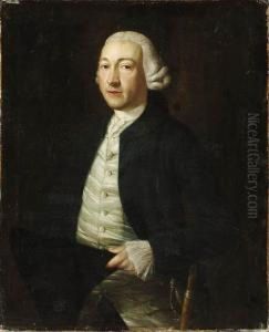 Portrait Of A Gentleman, Half Length, Holding A Tricorn Hat