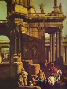 Ruins Of A Temple Detail by Bernardo Bellotto