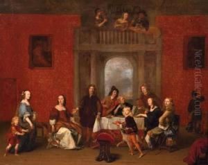 A Group Portrait Of A Family In An Elegant Interior by Gerard Pietersz. Van Zijl
