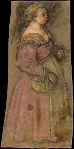 Little Girl Carrying a Basket by Leandro Bassano