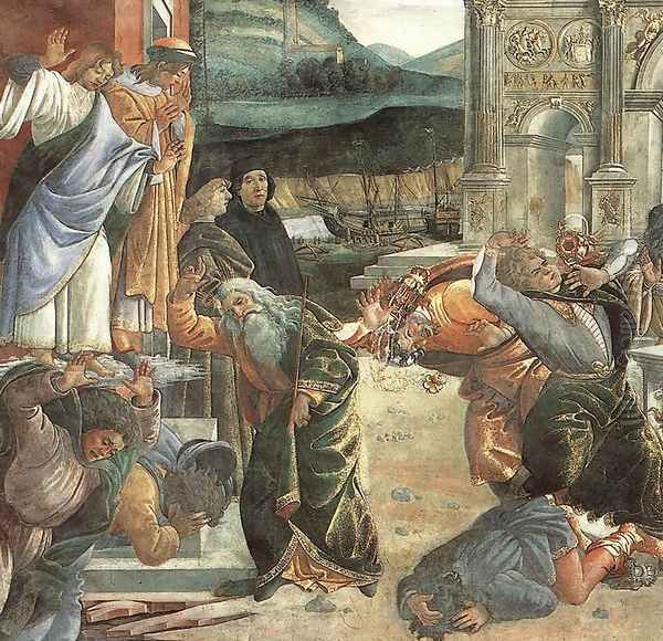 The Punishment of Korah and the Stoning of Moses and Aaron (detail 2) 1481-82 - view 1