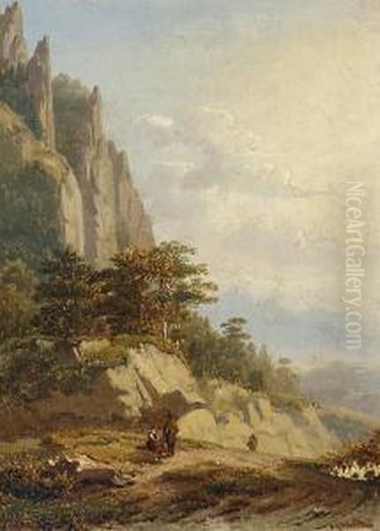 Figures In A Mountain Landscape - view 1