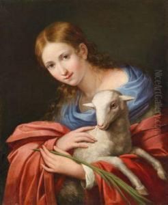 Sant' Agnese Olio Su Tela