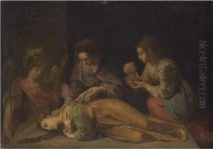 Saint Cecilia, Tended By Her Guardian Angel, Recovering From Three
Blows Of A Sword Saint Cecilia, Tended By Her Guardian Angel, Recovering From Three
Blows Of A Sword