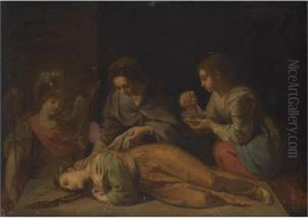Saint Cecilia, Tended By Her Guardian Angel, Recovering From Three Blows Of A Sword - view 1