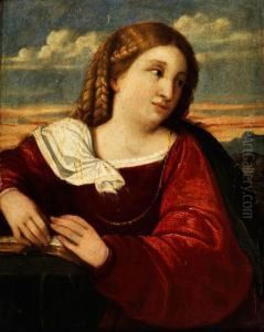 Halbbildnis Einer Jungen Frau Mit Rotemkleid by Ottavio Vannini