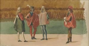 Uomini In Costume Rinascimentale All'aperto
