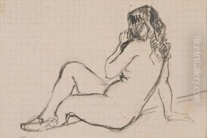 Donna Nuda Seduta Di Schiena by Scipione Vannutelli