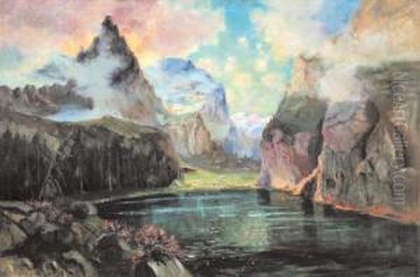 Vallata Alpina Con Lago - view 1