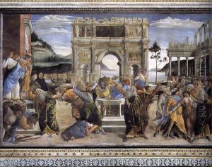 The Punishment of Korah and the Stoning of Moses and Aaron 1481-82 by Sandro Botticelli