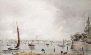 A View Onthe Thames Towards Vauxhall Bridge And Westminster by Albert Fleetwood Varley