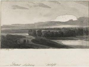 Distant Lightning-twilight by Cornelius Varley
