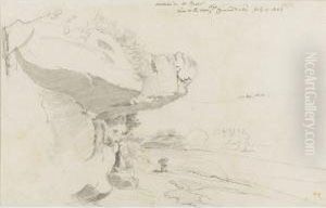 Sketching By The River Wye by Cornelius Varley