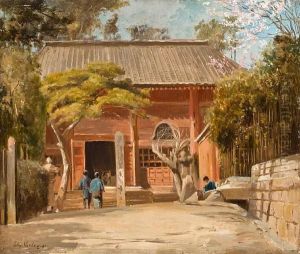 Temple At Tomachi, Tokyo by John Jnr. Varley