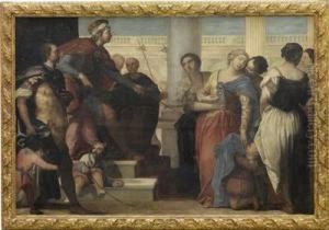 Esther Before The Persian King Ahasver by (Alessandro) Padovanino (Varotari)