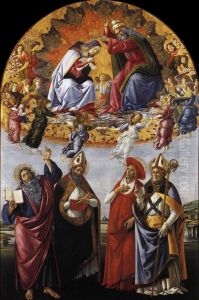 Coronation of the Virgin with St. John the Evangelist, St. Augustine, St. Jerome, and St. Eligio by Sandro Botticelli