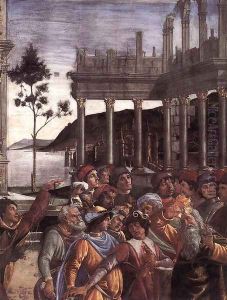 The Punishment of Korah and the Stoning of Moses and Aaron (detail 4) 1481-82 by Sandro Botticelli