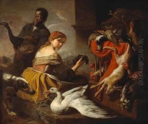 A Still Life With Game And Figures