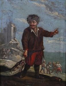 Fisherman With Other Hauling In The Nets by J. Vater