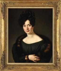 Portrait De Jeune Femme Au Col De Fourrure by Joseph Jean Vaudechamp