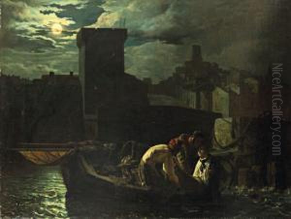 La Fuite En Barque Au Crepuscule - view 1