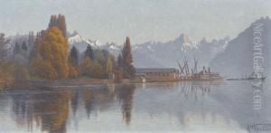 Herbstliche Uferpartie Am Genfersee by Alexis Vautier