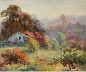 Brown County Autumn Vista With Cabin by John William, Will Vawter
