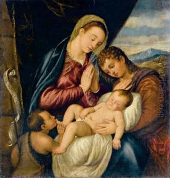 Madonna Col Bambino, San Giovannino E Un Angelo - view 1