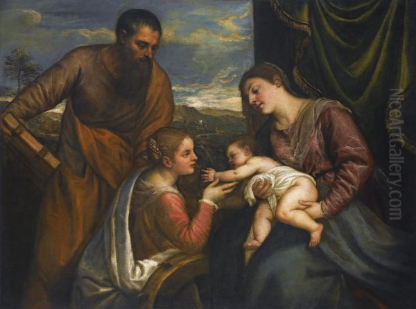 La Virgen Con El Nino, San Lucas Y Un Donante - view 1