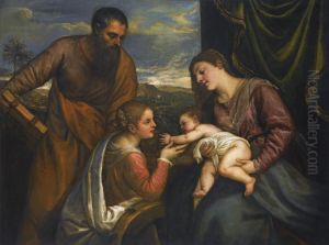 La Virgen Con El Nino, San Lucas Y Un Donante by Tiziano Vecellio (Titian)