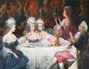 Elegant Figures In An Interior by Simon Harmon Vedder