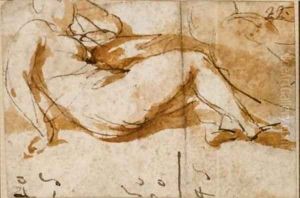 Une femme nue allongee, tournee vers la droite by Giovanni Baglione