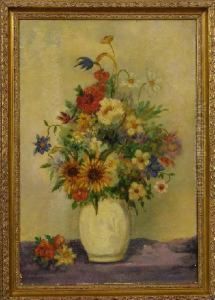 Feldblumen In Vase by Hendrik Willem Veenendaal