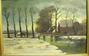 Canal Scenes, Winter And Spring by Hendrik Willem Veenendaal