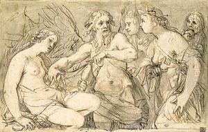 Time revealing Truth to Peace, with Envy and Discord looking on by Giovanni Baglione
