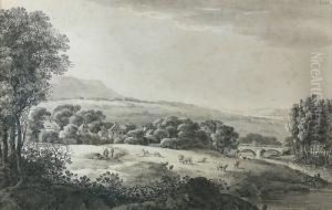 Landschaft Mit Dorf Und Steinbrucke by Johann Philipp Veith