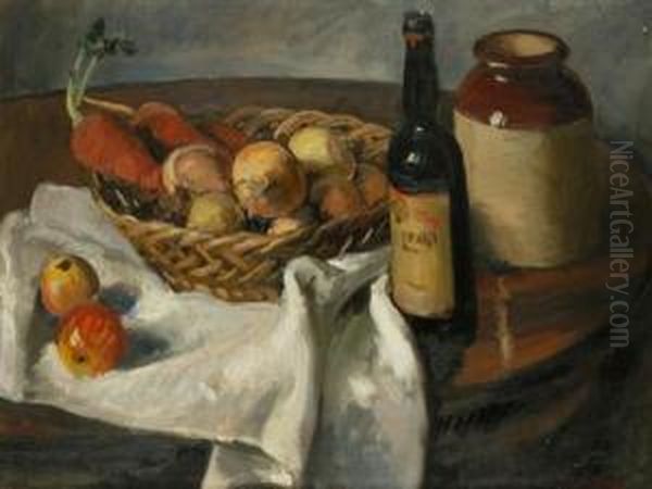 A Still Life With Onions And A Bottle - view 1