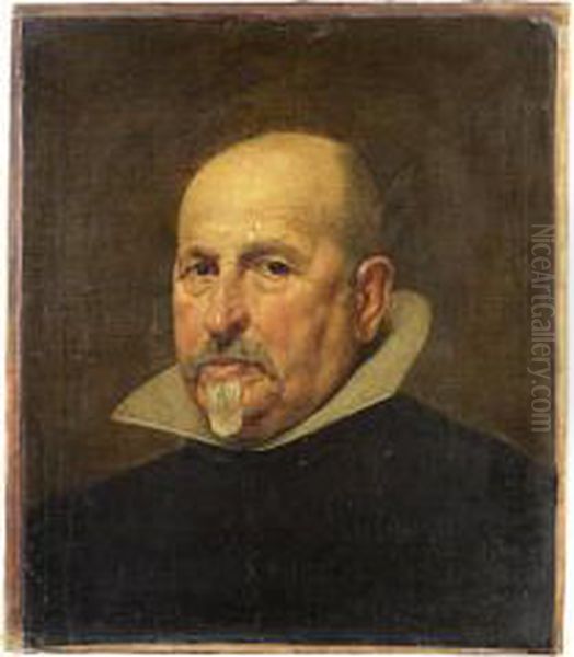 Portrait Of A Gentleman, Bust-length, In A Black Tunic And White - view 1