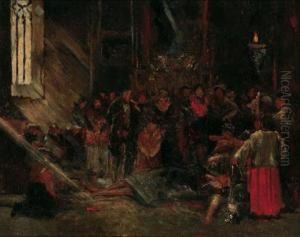 Escena En Interior De Iglesia by Eugenio Lucas Velazquez
