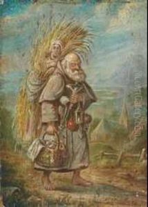St. Christopher Carrying A Child In A Landscape