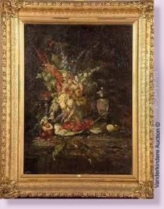 Nature Morte Aux Fleurs Et Aux Fruits by Auguste Velghe