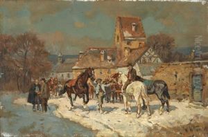 Pferdemarkt Am Stadtrand by Wilhelm Velten