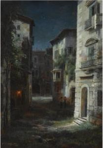 Moonlit Street by Ivan Avgustovich Vel'ts