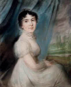 Portrait Of A Seated Young Woman by Aleksei Gavrilovich Venetsianov