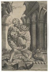 Herkules Bezwingt Den Nemaischen Lowen by Agostino dei Musi