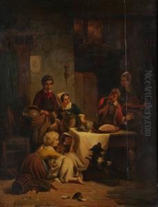 Boereninterieur Met Kinderenverstoppertje Spelend